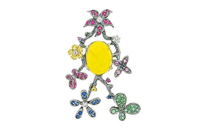 Diamond And Colour Stone Pendant
