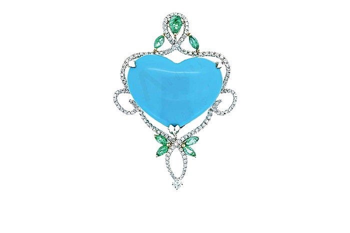 Diamond And Colour Stone Pendant