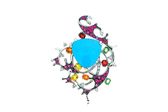 Diamond And Colour Stone Pendant