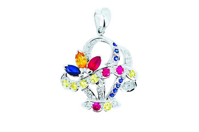 Diamond And Colour Stone Pendant