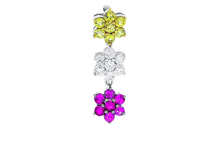 Gemstone Diamond Floral Pendant