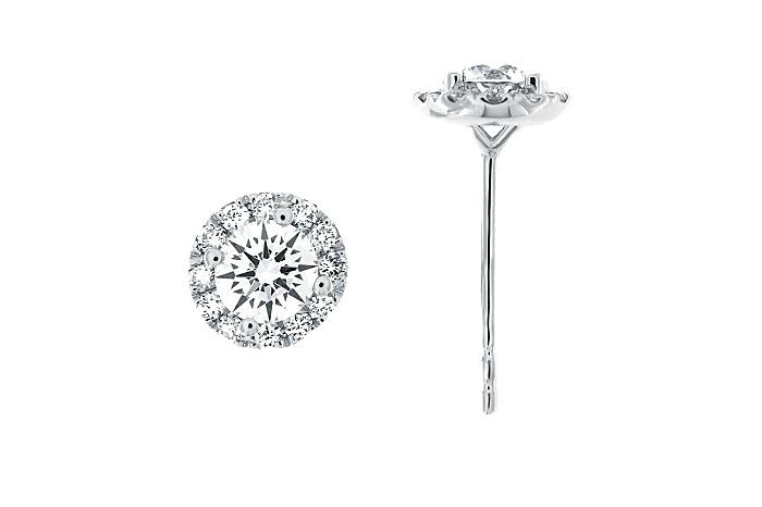 Halo Diamond Solitaire Earring Stud