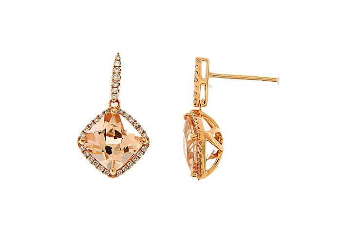 Morganite Diamond Minimal Earring