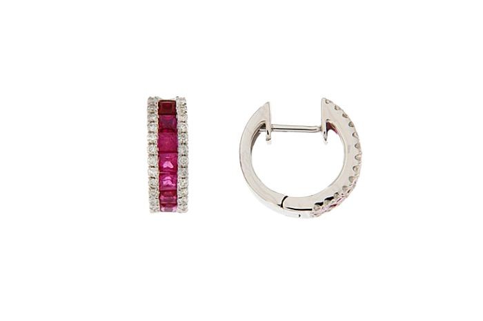 Ruby huggie earring