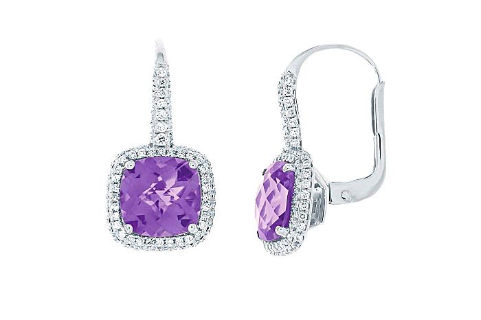 Amethyst Halo Diamond Dress Earring 