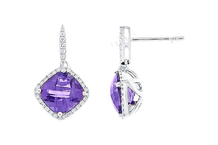 Amethyst Diamond Minimal Earring 