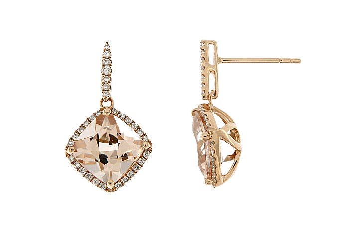  Morganite Diamond Minimal Earring