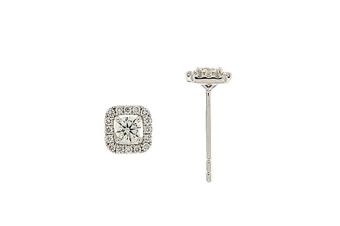  Princess Halo Diamond Earring Stud