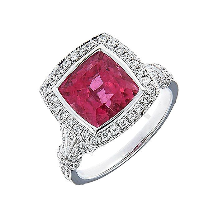 Gemstone Halo Diamond Statement Ring
