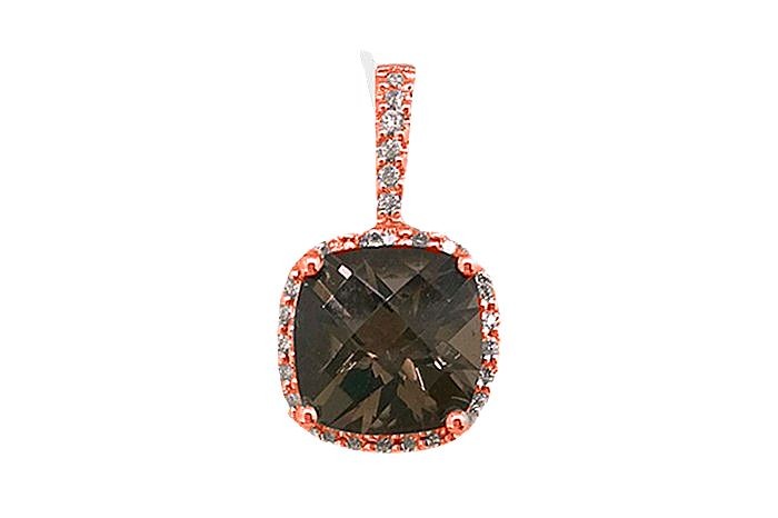 Smoky Topaz Diamond Pendant