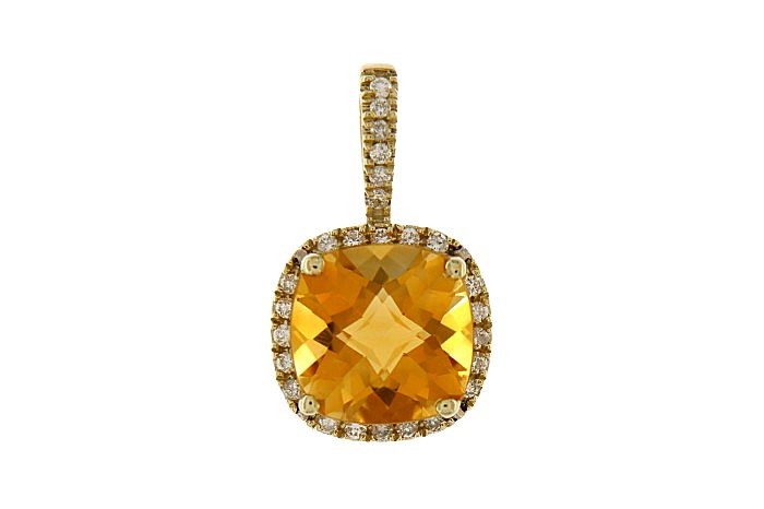 Diamond And Citrine Pendant