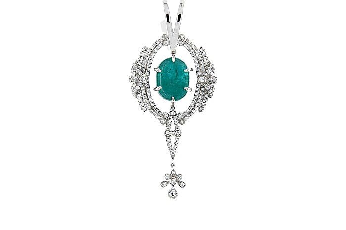 Diamond And Emerald Pendant