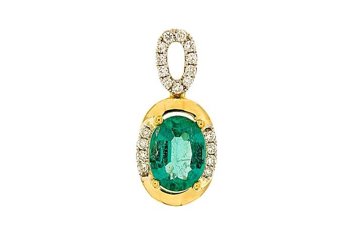 Emerald Diamond Oval Pendant