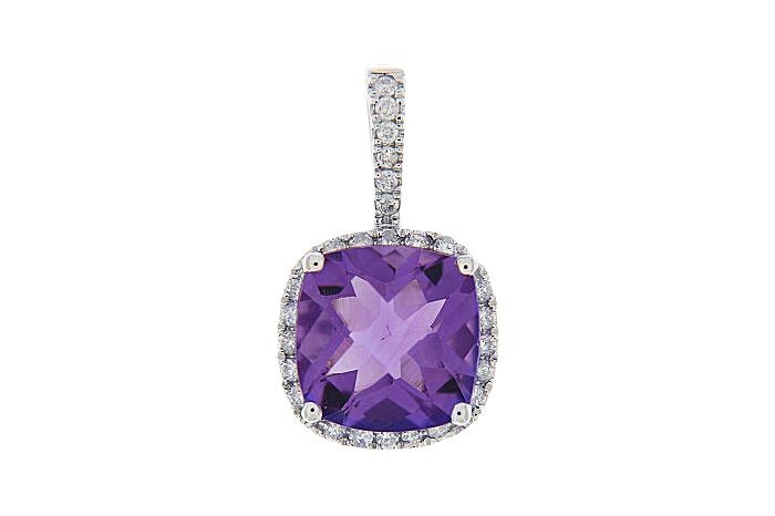  Amethyst Diamond Minimal Pendant