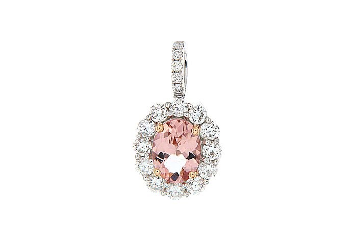 Morganite Diamond Pendant/ Necklace