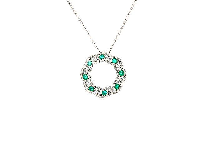Emerald Diamond Circle Necklace