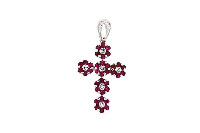 Ruby Diamond Cross Pendant