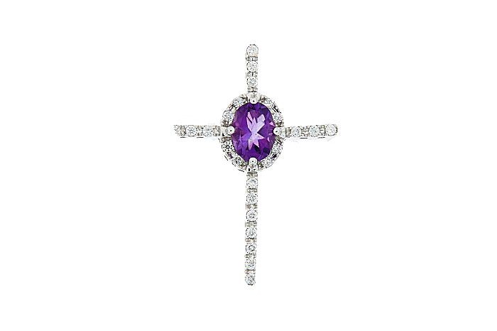 Diamond And Amethyst Cross Pendant