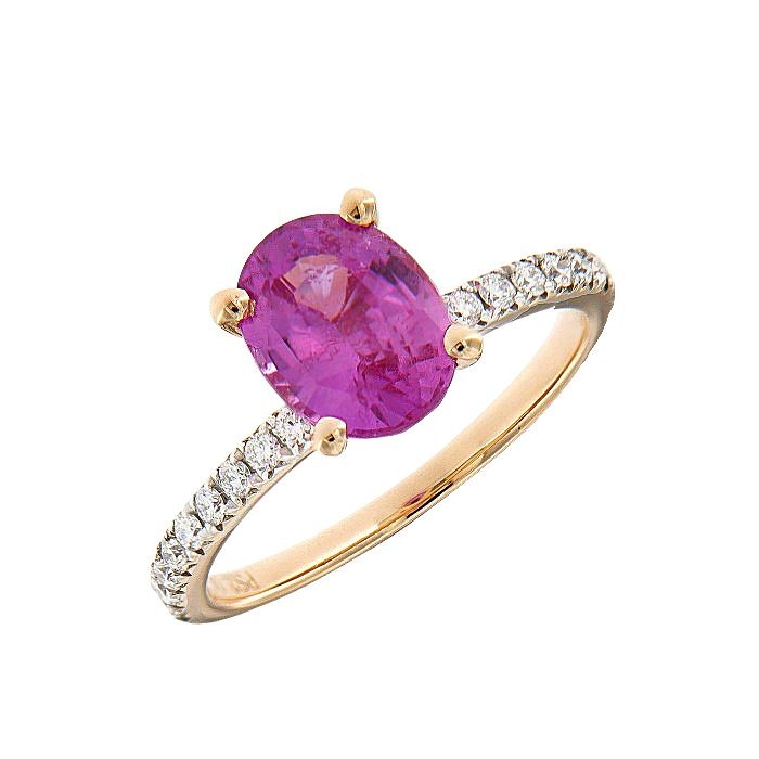 Pink Sapphire Diamond Minimal Ring