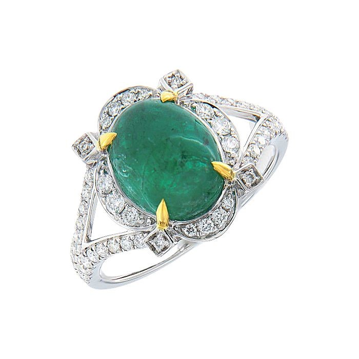  Emerald Diamond Statement Ring