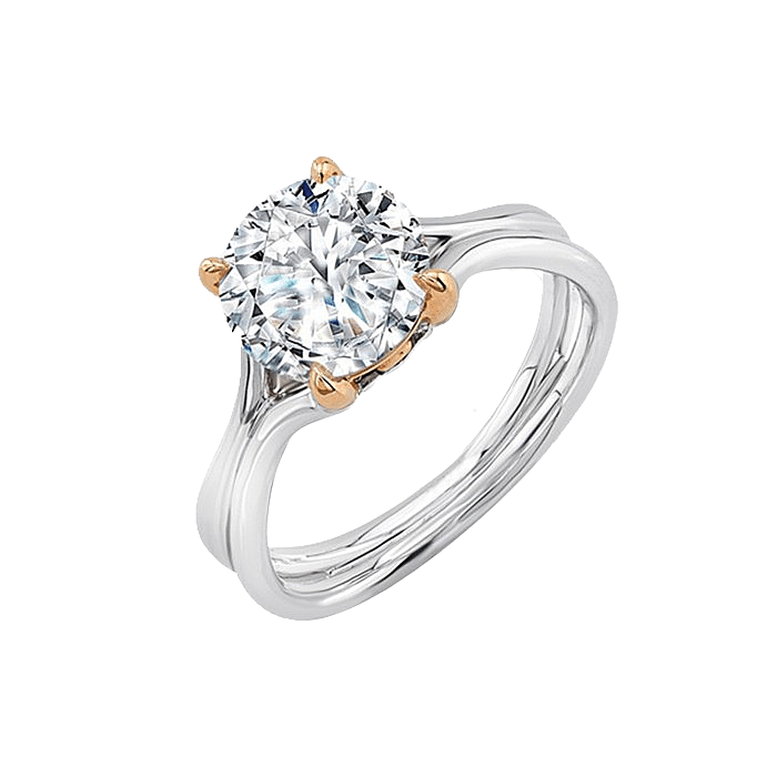 White Gold and Rose Gold 18K ISABELLA SOLITAIRE DIAMOND ENGAGEMENT RING