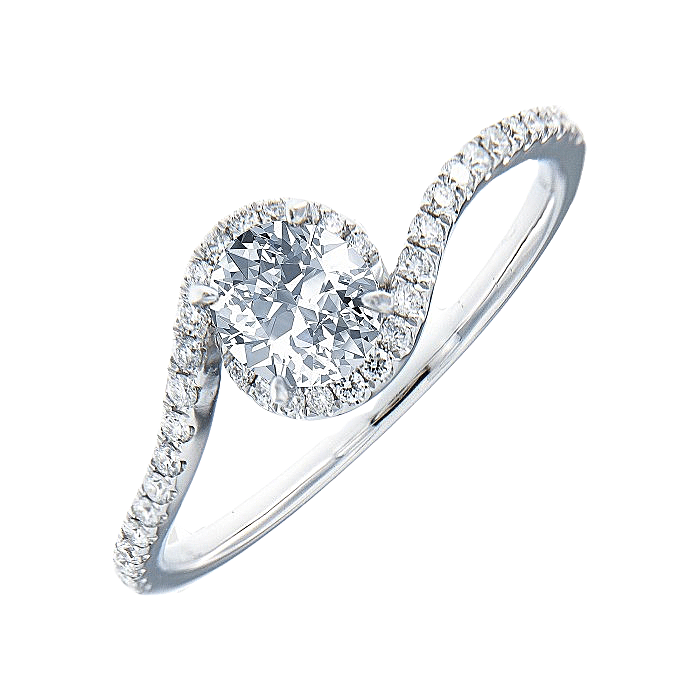 Curvey Solitaire Diamond Engagement Ring