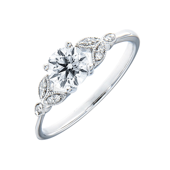 Floral Solitaire Diamond Engagement Ring