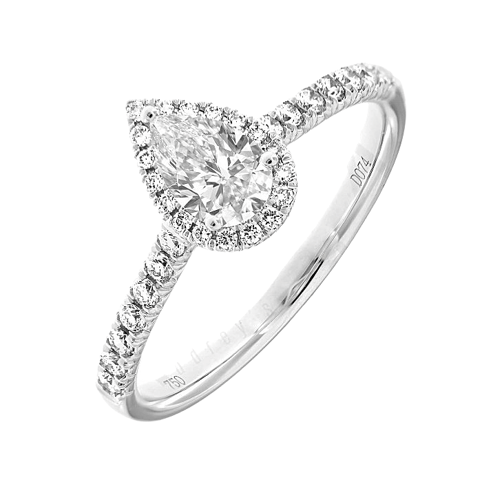 Pear Halo Solitaire Diamond Engagement Ring
