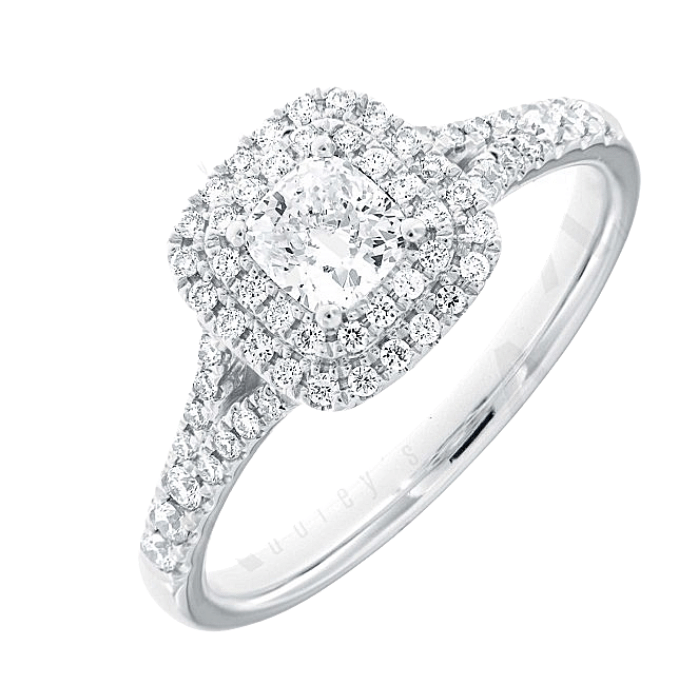 Cushion Double Halo Diamond Engagement Ring
