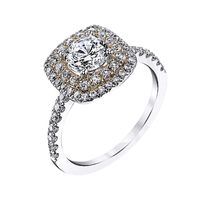 Round Double Halo Solitaire Diamond Engagement Ring