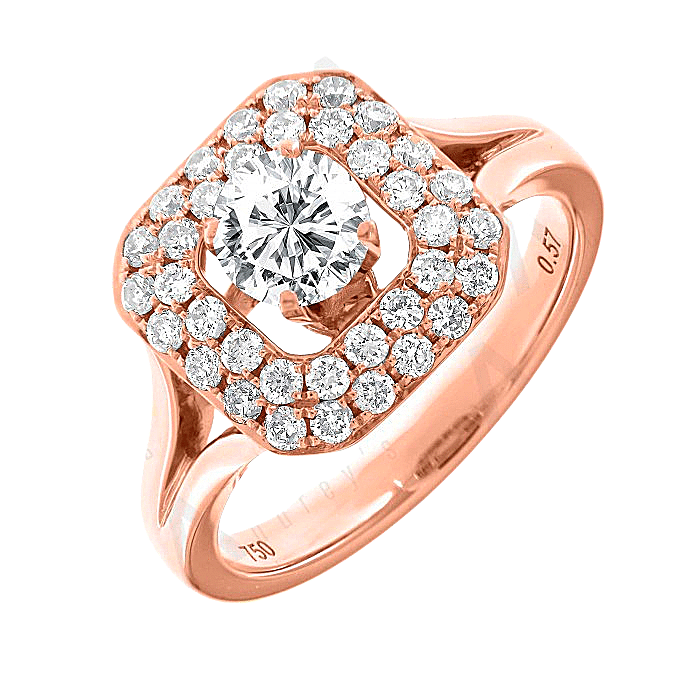 Rose Gold Halo Diamond Engagement Ring