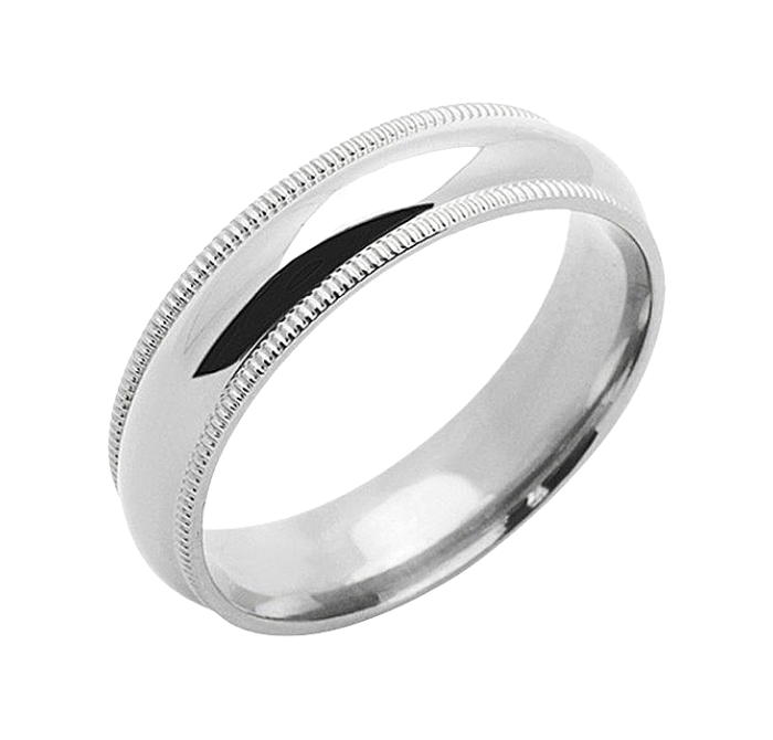 White gold polished men wedding ring