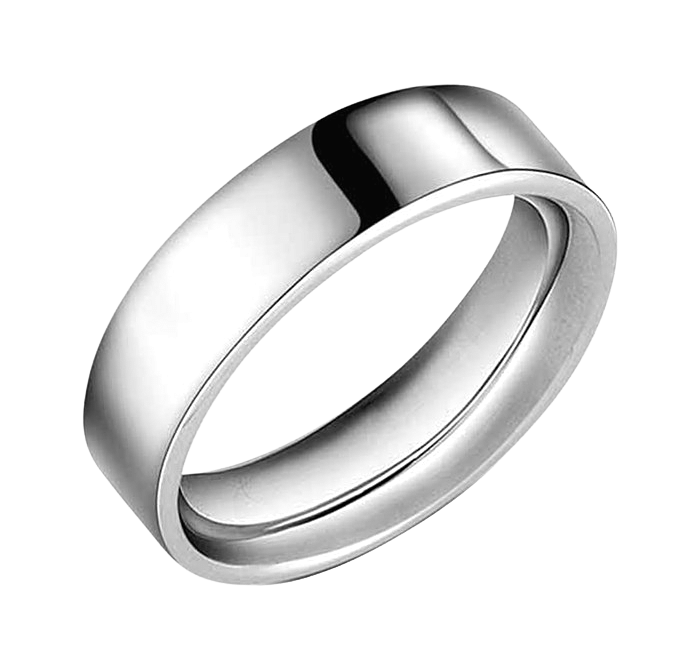 White gold polished men wedding ring