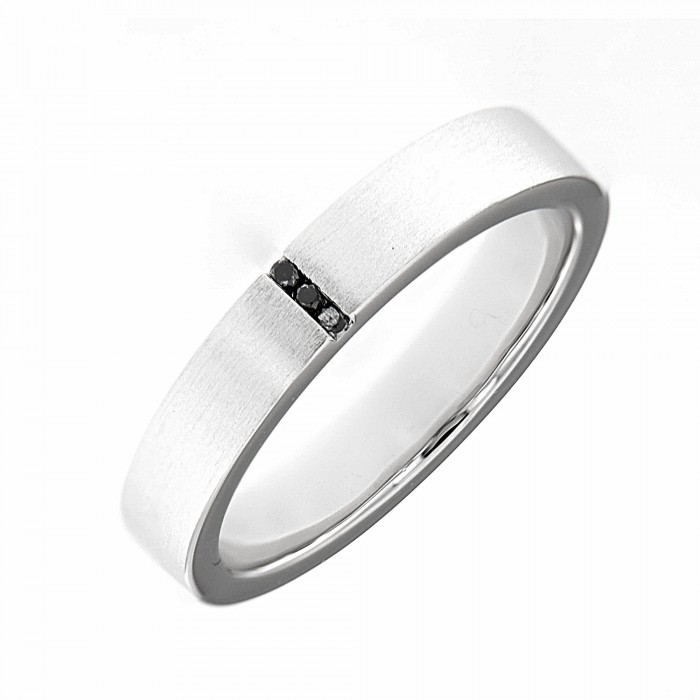 18K White Gold Balck Diamond (0.02cts) Men Wedding Ring