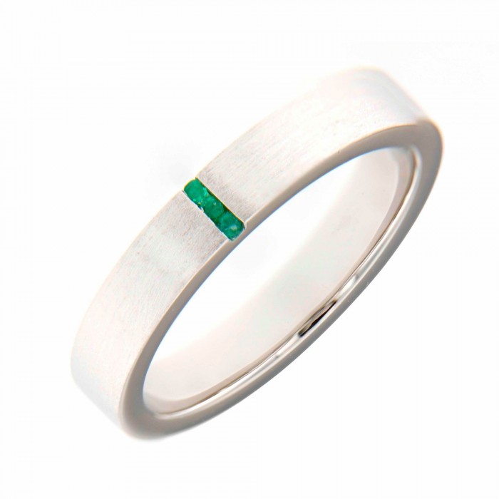 White Gold Emerald (0.02) Men Wedding Ring