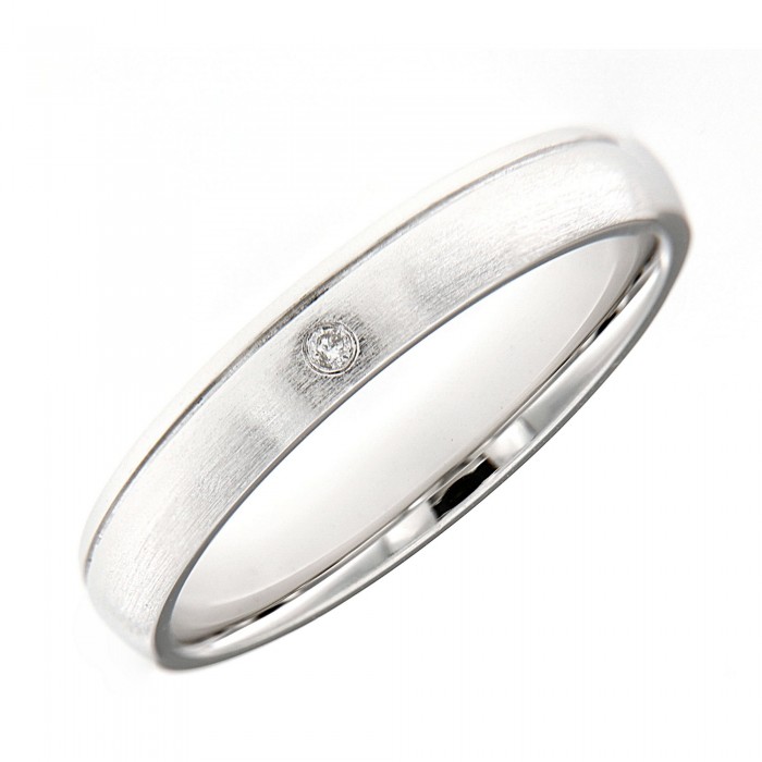 White Gold Minimal Diamon Men Wedding Ring (0.01cts)