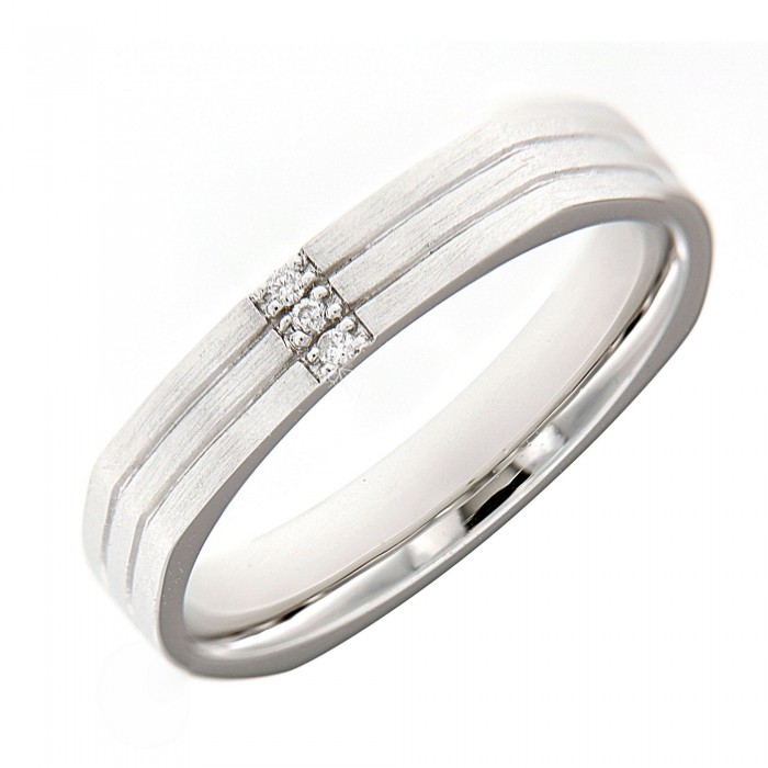 White Gold Statement Diamond Men Wedding Ring (0.02)