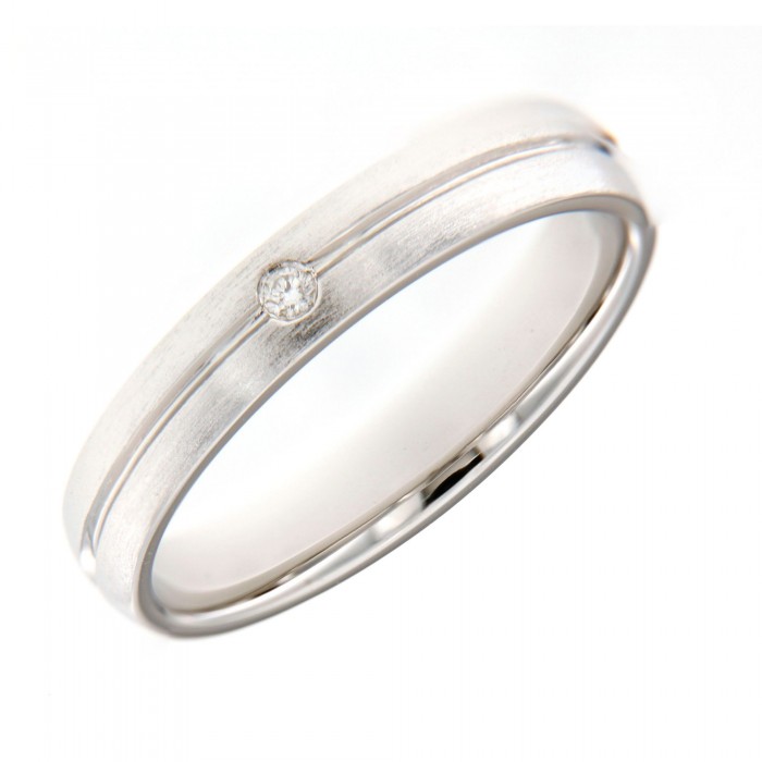 White Gold Minimal Men Wedding Ring (0.02cts)