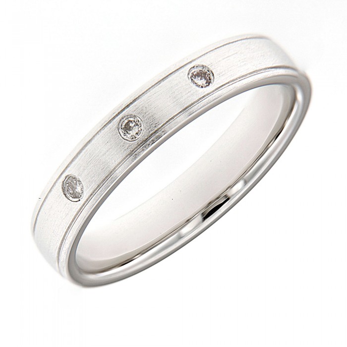 18K White Gold Men Diamond Wedding Ring