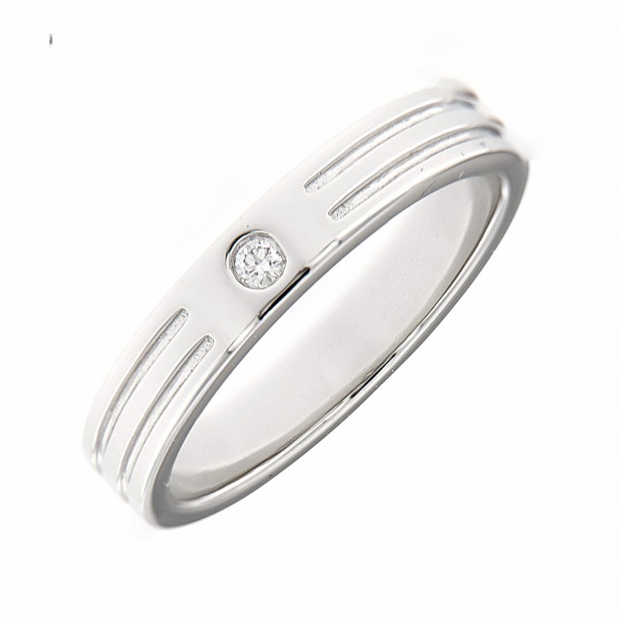 18K White Gold Designed Diamond Men Wedding Ring (0.04)